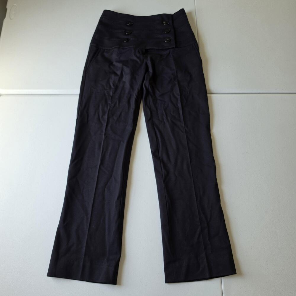 R.E.D. Valentino Dress Pants Womens 26 Black High Waist Sailor Button Crepe